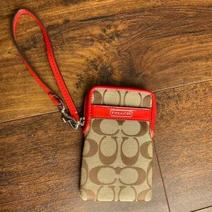 Coach wristlet - brown and red